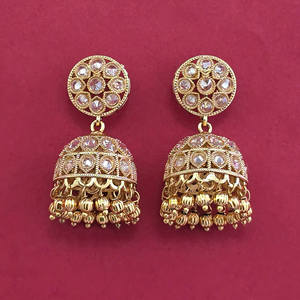 Exportateur de bijoux fantaisie artificiels en Inde, Jhumki antique avec placage or 233108 - Product Image 4