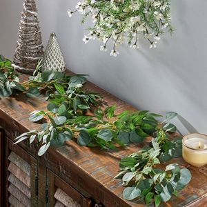 Guirlandes de feuilles d'eucalyptus de 80 pouces pour la décoration de table et les articles de table pour fêtes - Product Image 3