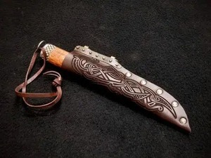 Cuchillo de Camping Vikingo Artesanal Premium de Grado Industrial de 7.5 Pulgadas, Acero al Carbono, Mango de Madera, Punta Recta, OEM - Product Image 6