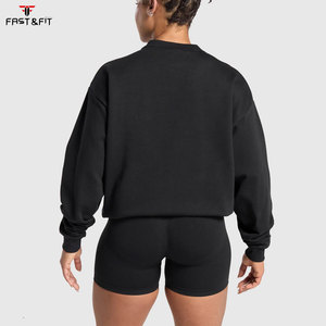 Sweat-shirt à capuche surdimensionné en molleton respirant avec logo personnalisé, pour femmes, style streetwear, idéal pour l'entraînement, en coton épais - Product Image 2