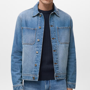 Veste en jean unisexe premium pour hommes et femmes, coupe ample, style streetwear, délavée à l'acide, effet usé, haute qualité, vente en gros - Product Image 2