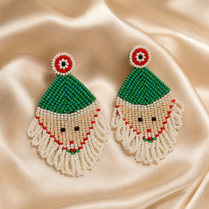 SSTRINGZ ER042 Boucles d'oreilles pendantes festives faites à la main pour femme, motif Père Noël perlé, bijoux de Noël en perles de rocaille, vente en gros - Product Image 6