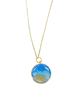 Pendentif élégant bleu pailleté, collier en résine époxy transparente, bijoux en résine faits à la main pour femmes - Product Image 4