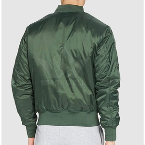 เสื้อแจ็คเก็ตบอมเบอร์สีเขียวสำหรับผู้ชายจาก SPARKWELL INDUSTRY แบบเรียบง่าย ปิดด้วยซิป สไตล์ลำลอง กันลม ทรงปกติ ปกเสื้อพับได้ - Product Image 4