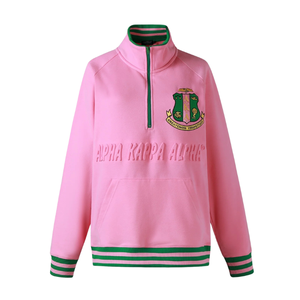 Sudadera AKA con Cierre de Cremallera, Unisex, Rosa y Verde, Felpa Premium, Estilo Casual, Ropa Griega, Color Rosa y Verde - Product Image 1