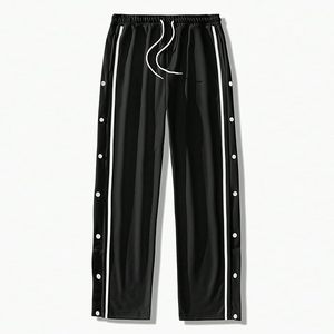 Pantalones Deportivos Holgados para Hombre, con Rayas Laterales y Botones, Pantalones de Chándal con Abertura en la Parte Inferior, Pierna Ancha y Bolsillos - Product Image 2