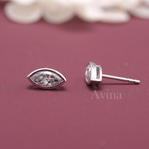 IGI Certified Lab Grown Diamond Marquise Stud <b>Earrings</b> 14K White / Yellow & Rose Gold Bezel Set Solitaire Diamond <b>Earrings</b> - Product Image 4