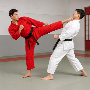 Uniforme de Karate Premium Naranja para Adultos, Traje de Artes Marciales de Algodón Grueso con Cinturón Negro - Product Image 6
