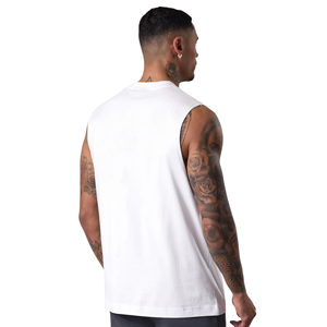 Mens <b>White</b> Sleeveless Athletic <b>Tank</b> <b>Top</b> Gym Workout Shirt Fitness Training Sportswear Apparel - Product Image 2