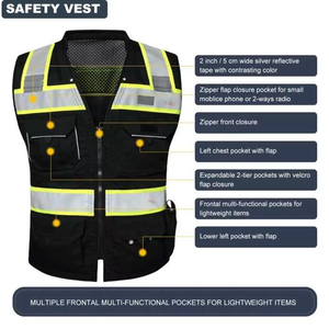 Uniforme de Trabajo Térmico Transpirable de Algodón y Poliéster, Talla Grande, Personalizado, con Chaleco de Seguridad Reflectante Negro y Bolsillos con Logotipo de la Empresa - Product Image 5