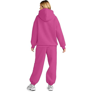 Women Oversized Fleece Hoodie Sweatpants Set Casual Winter Two Piece <b>Tracksuit</b> Lounge Wear <b>Plain</b> Solid Color - Product Image 3