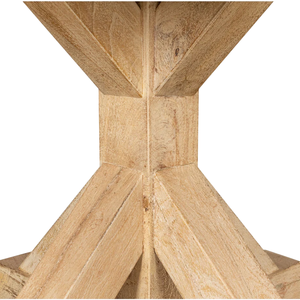 Table de salle à manger de luxe en bois de manguier massif, base ronde, finition naturelle, 4 à 6 places, taille personnalisée, pour la maison, la cuisine ou le restaurant - Product Image 4