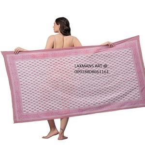 Pareo de diseñador de pareos para mujer con diseños mixtos de algodón estampados de colores sólidos para ropa de playa al por mayor de India - Product Image 3