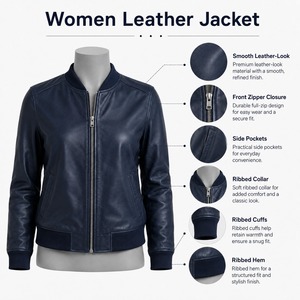 Chaqueta de Cuero Premium para Mujer, Transpirable, Ecológica, Material Suave, Diseño Elegante, Costuras Duraderas, Corte Moderno, Casual para Uso Diario - Product Image 6