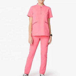 Wholesale High Stretch Women Medical Scrub <b>Set</b> Stand Collar Zipper Nursing Uniform Hospital <b>Doctor</b> Jogger Suit Scrub <b>Set</b> - Product Image 1