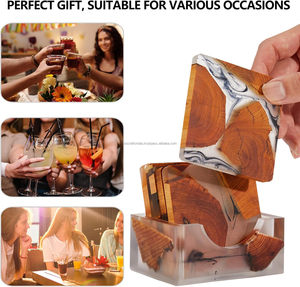 Resin Wood Tea Coasters Eco-Friendly Luxury Design Durable Surface Protection Smooth <b>Edges</b> Stylish for Modern Living Tea Coaster - Product Image 2