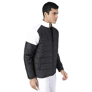 Men's <b>Winter</b> Hooded Puffer Jacket with Stand Collar Breathable Windproof Nylon/Polyester Shell Pattern <b>Decoration</b> Made Pakistan - Product Image 1