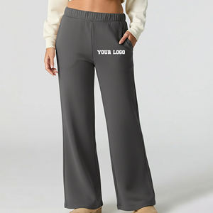 Pantalon décontracté d'hiver pour femme de haute qualité, en molleton doux, éco-responsable, taille élastique, avec logo imprimé DTF personnalisé, style urbain - Product Image 1