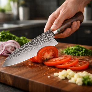 Couteau de cuisine japonais artisanal en acier carbone 10-11,9 pouces avec manche en bois de fer, étui en cuir, logo personnalisé, coffret cadeau - Product Image 6