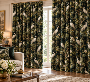 Cortinas Clásicas para Patio Exterior con Estampado Floral de Garzas, Alto Nivel de Sombreado, 100% Poliéster, con Bolsillo para Varilla y Ojales - Product Image 4