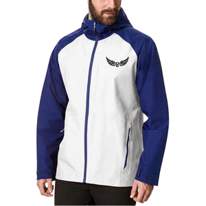 <b>Red</b> and Blue Men's Hooded Bomber <b>Jacket</b> with Canvas <b>Waterproof</b> Sporty Winter Outerwear - Product Image 2