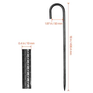 Picchetti per Armature Resistenti da 16 Pollici con Gancio a J da 0,4 Pollici di Diametro, Ancore a Terra in Acciaio Zincato con Punta a Scalpello, Resistenti alla Ruggine - Product Image 5