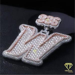 จี้ตัวอักษร M แบบ Iced Out พร้อมเพชรโมอิสซาไนต์ VVS รับรองโดย GIA เงินแท้ 925 ชุบทองคำสีกุหลาบ สร้อยคอฮิปฮอปขนาด 3 นิ้ว - Product Image 5