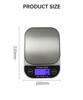 Timbangan Dapur Elektronik LCD Anti Air SF-306B Stainless Steel Sensor Presisi Tinggi Tombol Sentuh OEM