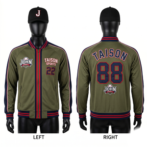 Veste d'entraînement de baseball en polyester interlock premium 220 GSM, bleu royal, panneau contrastant, logo brodé personnalisé - Product Image 3