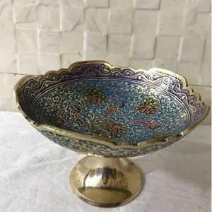 Frutero decorativo de latón Met Craft Meena Kari, hecho a mano por artesanos expertos en la fábrica india, a precio mayorista barato. - Product Image 1
