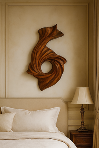 Sculpture murale en bois Art Déco artisanale avec motifs abstraits et géométriques pour la décoration du salon - Cadeau d'anniversaire - Product Image 6