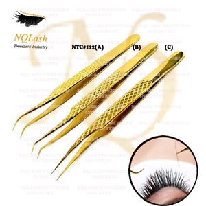 แหนบต่อขนตาสีทองแบบสปาและขนตาบูติก,แหนบต่อขนตาสีทองพลาสม่าไทเทเนียมมือจับเพชรกำหนดได้เองใหม่ - Product Image 1