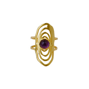 Purple Amethyst Swirl Statement <b>Ring</b> Handmade <b>Chunky</b> Boho Natural Gemstone 18K Gold Plated Brass Geometric Jewelry Gift Women - Product Image 4