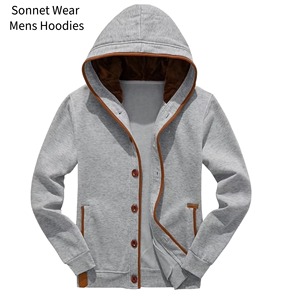 Mens Winter 100% Cotton Quick Dry <b>Thin</b> Long Sleeve Pocket Distressed Zipper-Up <b>Hoodie</b> - Product Image 4