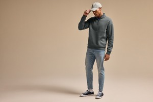 Sudadera de Forro Polar Grueso Azul Cielo de Alta Calidad para Hombre, con Cierre de Cremallera 1/4, Personalizada con Logotipo Digital, para Invierno, Venta al por Mayor - Product Image 6