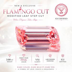 Diamant de laboratoire rose vif fantaisie 3,00 ct VS1, taille émeraude en forme de feuille (FLAME) à facettes, certifié IGI, pierre libre pour la fabrication de bijoux - Product Image 6