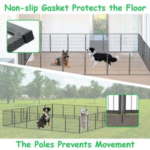 32\" Heavy Duty <b>Dog</b> Playpen Outdoor Steel Pet Cage with 24 Panels Waterproof <b>Button</b> Closure Animal Pattern Doors - Product Image 5