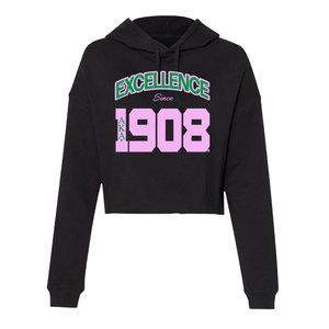 เสื้อฮู้ดครอป AKA Black Excellence สำหรับผู้หญิง ผ้าฟลีซ สีดำ สีเทา แขนยาว สวมใส่สบาย - Product Image 1