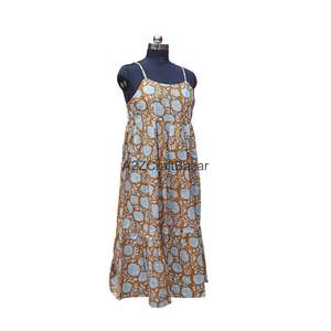 Vestido Midi Informal Hecho a Mano 100% Algodón, Cuello en V, Estampado Floral Digital, Sin Mangas, Ajustado, Diseño Transpirable para Mujer, Fiestas en la Playa - Product Image 4