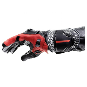 Guantes de Motociclismo de Cuero Blanco y Negro, Protección Completa para los Dedos, Protector de Nudillos Duro, Equipo de Conducción Unisex - Product Image 6