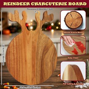 Plateau de service en bois pour fromages, motif bois de renne de Noël, planche à charcuterie pour la décoration de table de fêtes et les cadeaux - Product Image 4