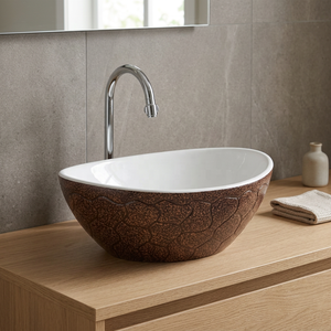 Vasque de comptoir ovale en céramique de luxe moderne couleur chocolat foncé pour salle de bain, hôpital et centre commercial - Product Image 2