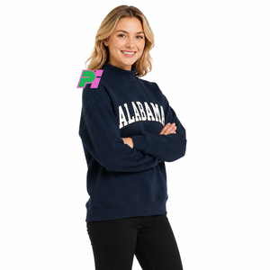 Pook International Women's Mock Neck <b>Sweatshirt</b>-Custom Applique & <b>Embroidery</b> 100% Cotton Eco-Friendly Streetwear Style - Product Image 6