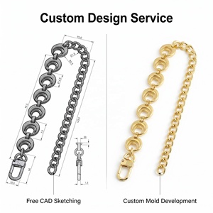 Cadena extensora <span class=keywords><strong>de</strong></span> metal personalizada para bolso y accesorios <span class=keywords><strong>de</strong></span> cadena para bolso con diseño <span class=keywords><strong>de</strong></span> luna para bolsos <span class=keywords><strong>de</strong></span> mujer con clip y doble hebilla - Product Image 2