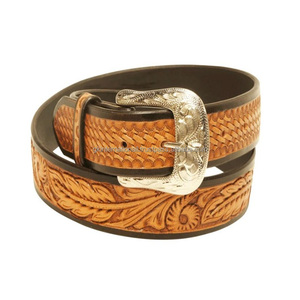 Cinturón de Cuero Vacuno Argentino de Primera Calidad, Estilo Western, con Grabado Floral Tallado a Mano y Hebilla de Vaquero Elegante - Product Image 2