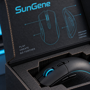Custom Graphite Cyan Corrugated Mailer <b>Box</b> for Gaming Mouse with Fitted Protective Cradle - Product Image 3
