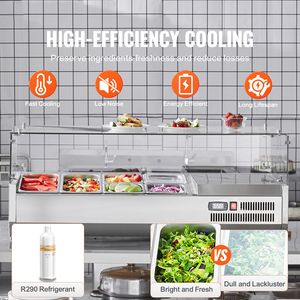 <b>Electric</b> Countertop Condiment Prep Station 135 W 2 1/3 <b>Pans</b> 4 1/6 <b>Pans</b> 304 Stain Refrigerated Countertop Station with 304 Stain - Product Image 2