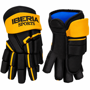 Guantes de Hockey sobre Hielo IBERIA Premium Personalizados en Negro y Amarillo con Acolchado Protector, Guantes para Jugadores de Hockey, Venta al Por Mayor OEM - Product Image 1