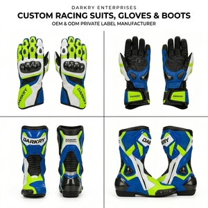 Combinaison en cuir personnalisée pour la course moto, vêtements de piste OEM, bottes de moto, gants de moto, fournisseur B2B en gros - Product Image 4