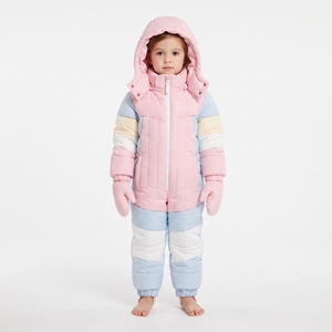 Mono de Nieve para Bebés Niñas, Diseño Color Block, con Capucha y Cremallera, Aislamiento Sintético, Impermeable, Ropa de Invierno para Bebés y Niños Pequeños - Product Image 1